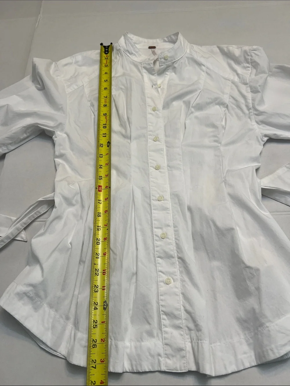 FREE PEOPLE WOMEN’S WHITE ABBEY BUTTON UP LONG SLEEVE COTTON SHIRT WRAP TIE XS
